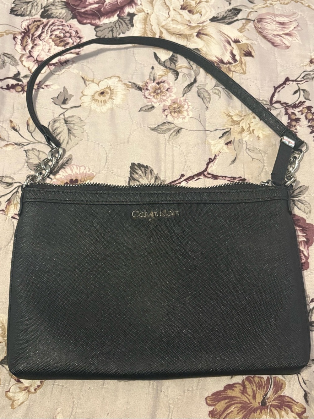 Calvin Klein Shoulder Bag with Chain Accent